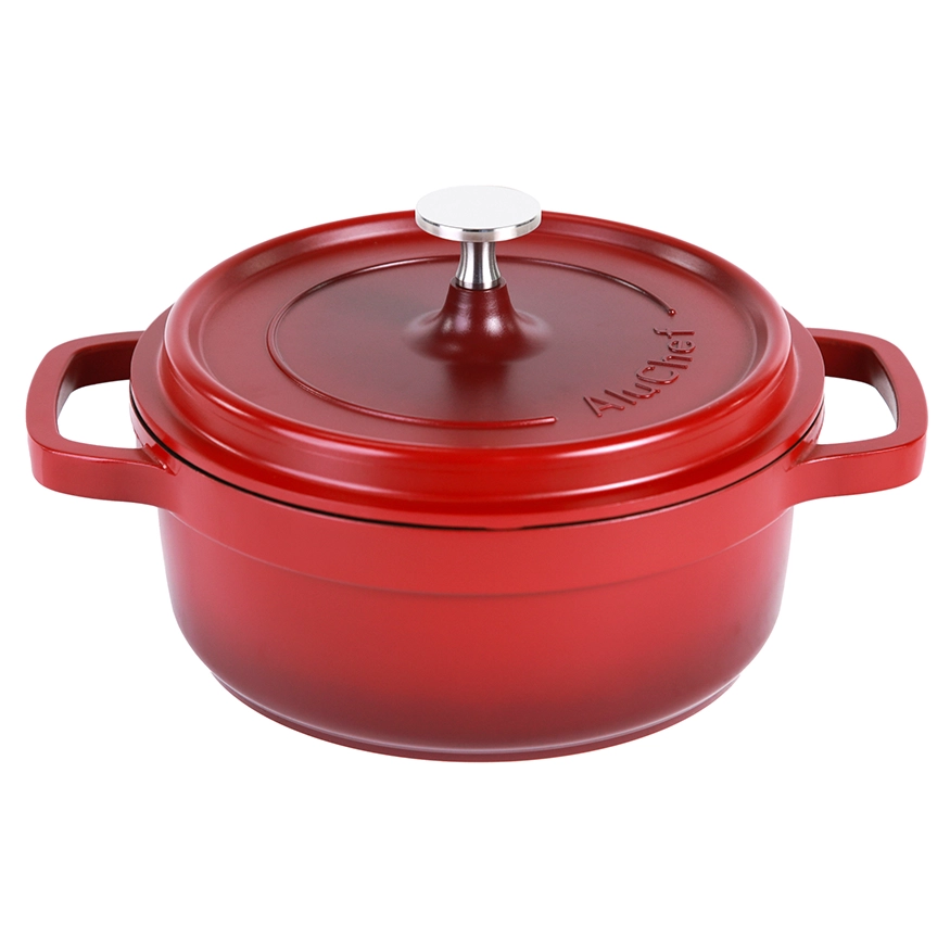 Contacto AluChef Kasserolle Aluminiumgussdruck Knopfgriff aus Edelstahl rund rot 6980209