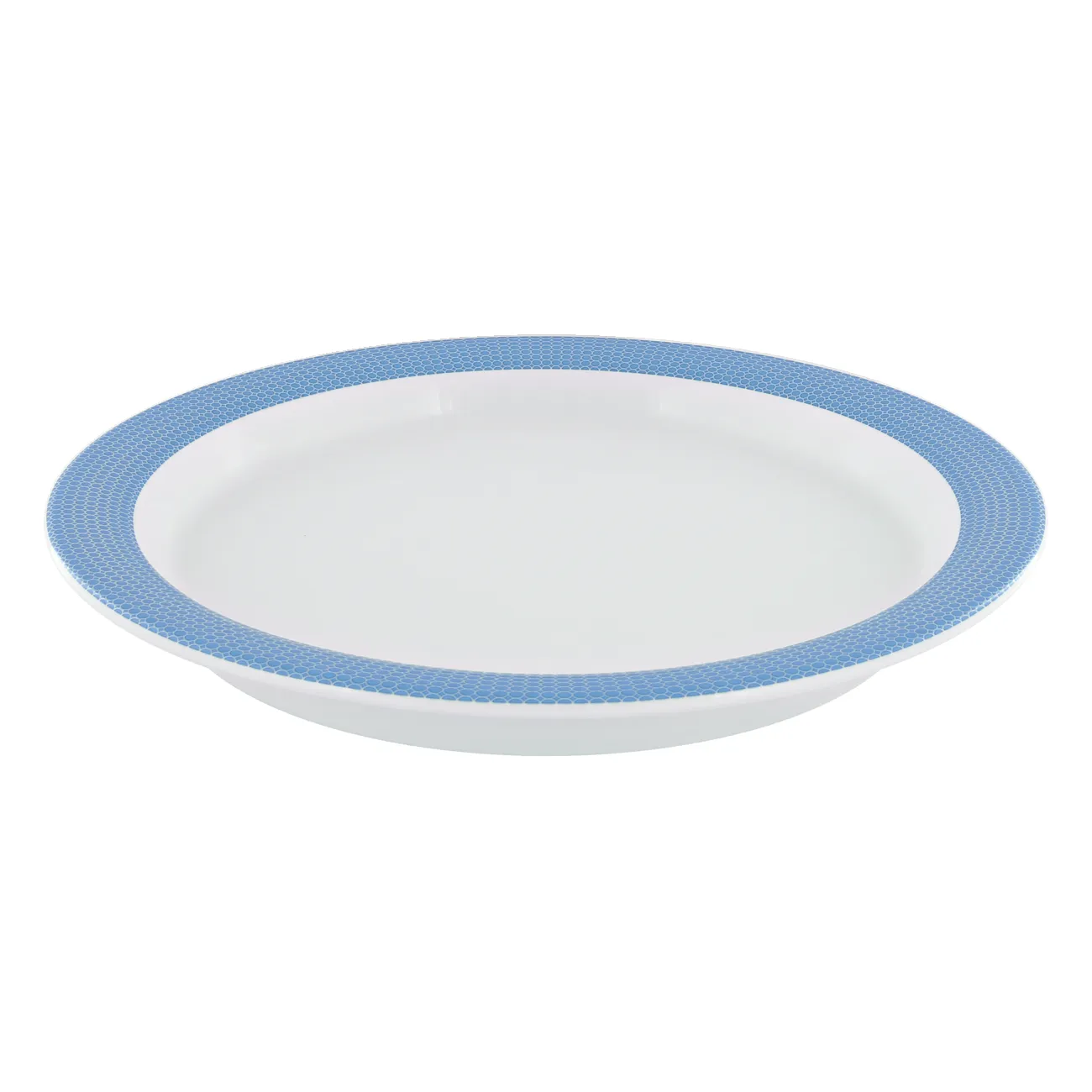 Bauscher Care Dimension Invita Spezialteller halbtief rund Punkte Dekor Fahne Wasserblau blau