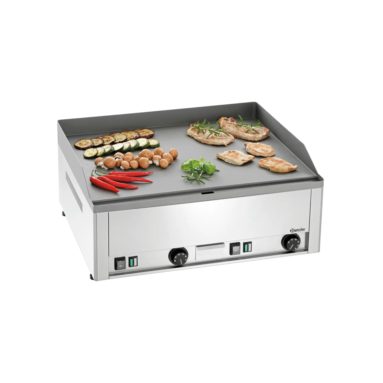 Bartscher A370032 Griddleplatte Ansicht Komplett mit Essen