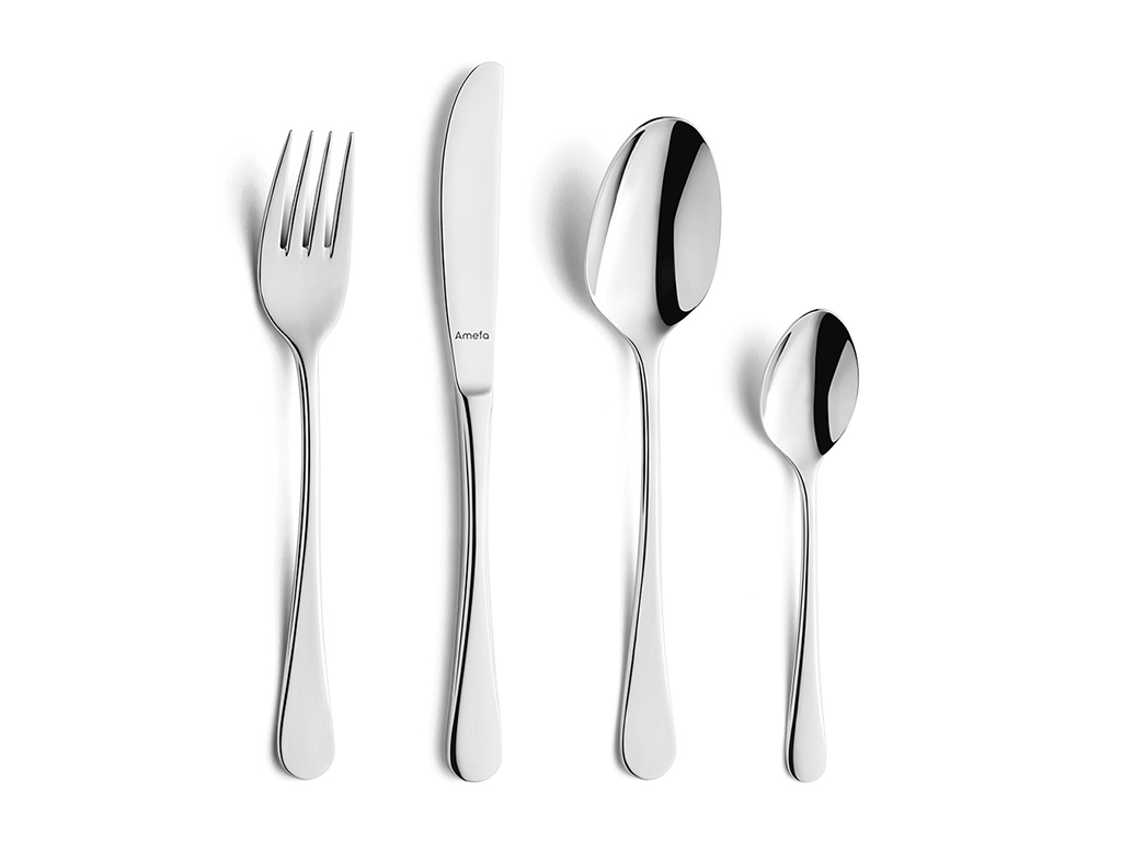 Amefa Serie Rebecca, Ansicht Messer Gabel Löffel Kaffeelöffel