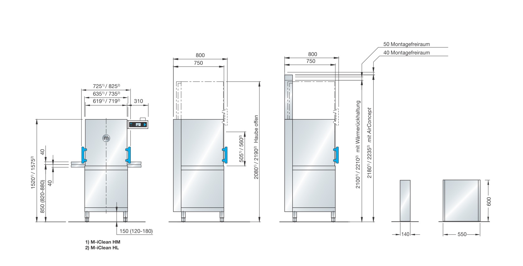 Meiko Maßzeichnung M-iClean H  