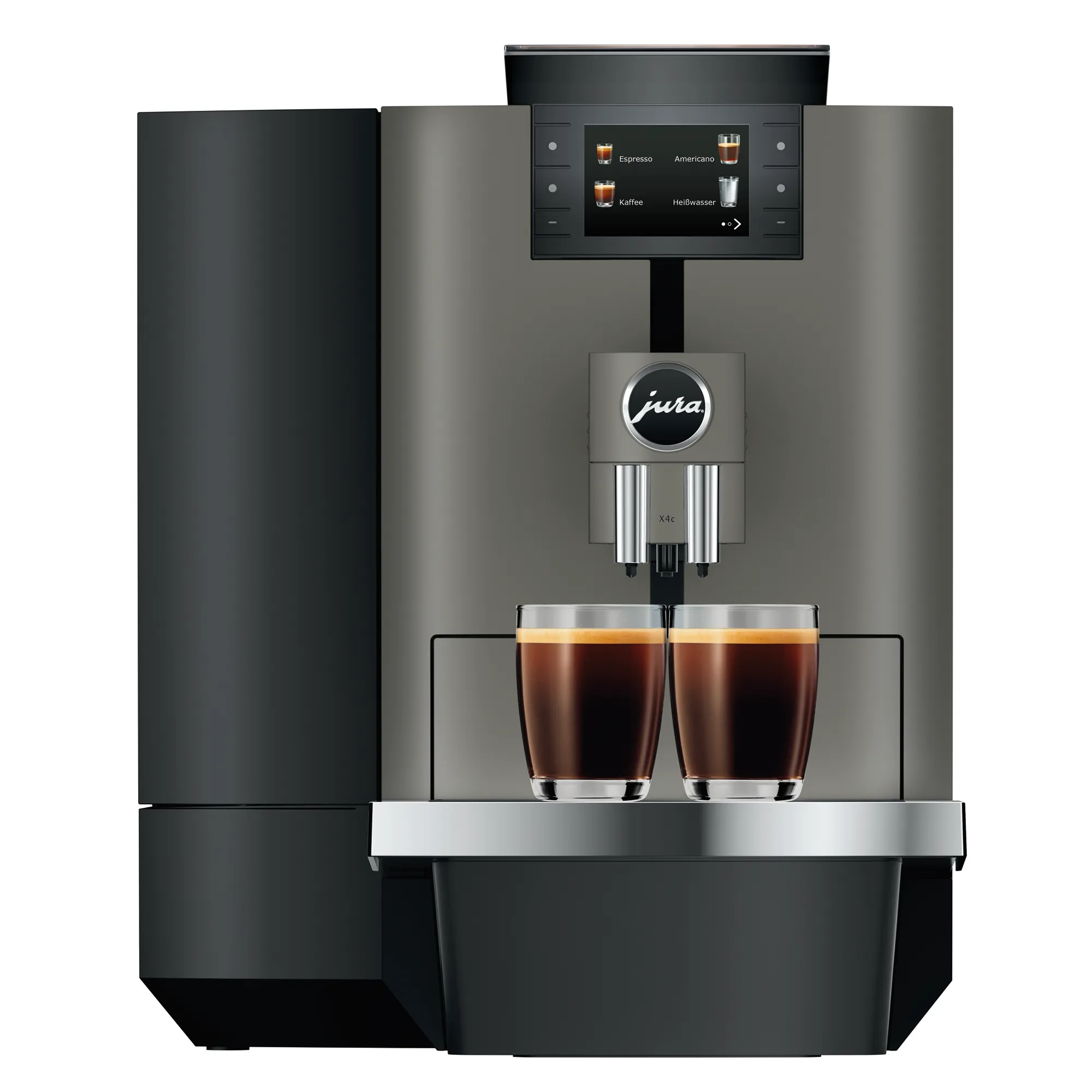 Jura Kaffeevollautomat 15626 X4c in der Frontansicht mit zwei befüllten Tassen
