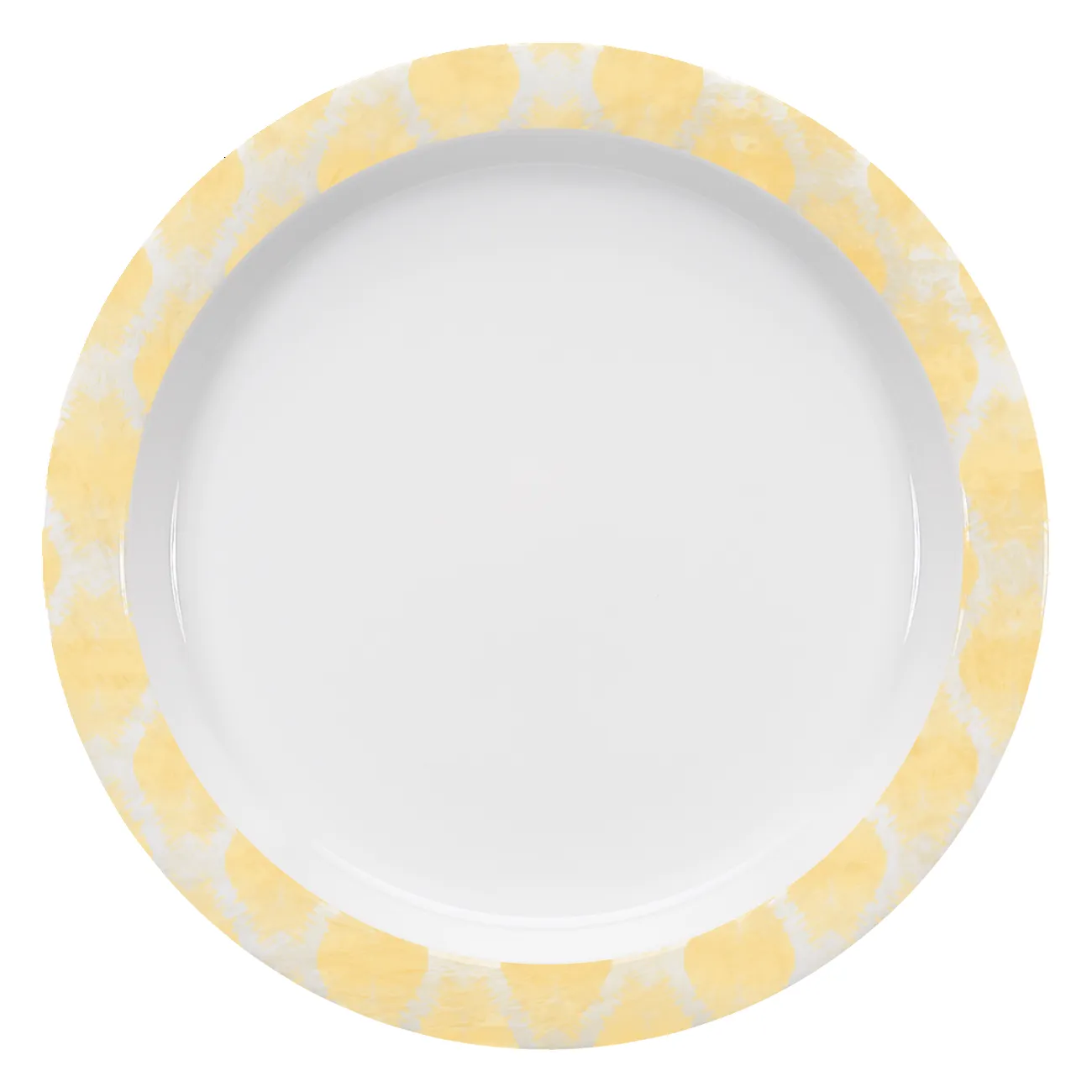 Bauscher Care Dimension Invita Spezialteller halbtief rund Calmera Dekor Fahne yellow gelb, flacher Teller