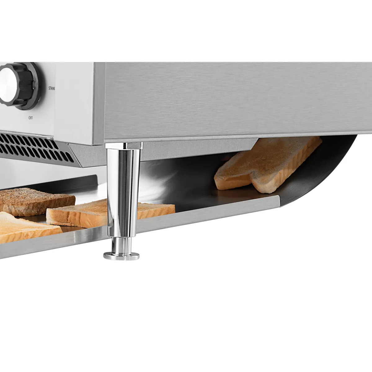 Bartscher A100205 Durchlauftoaster Bedienfeld mit Blick auf Toastrutsche unten