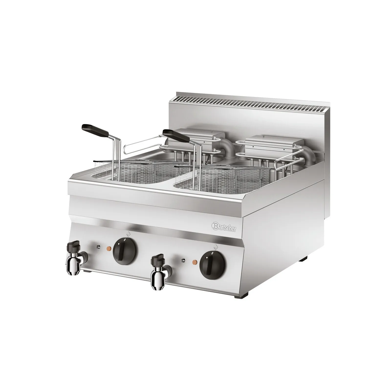 Bartscher 115205 Fritteuse 650 B600 2x10L, Gasgrill, Flammenofen, Standsystem, Metall, Schürzzubehör