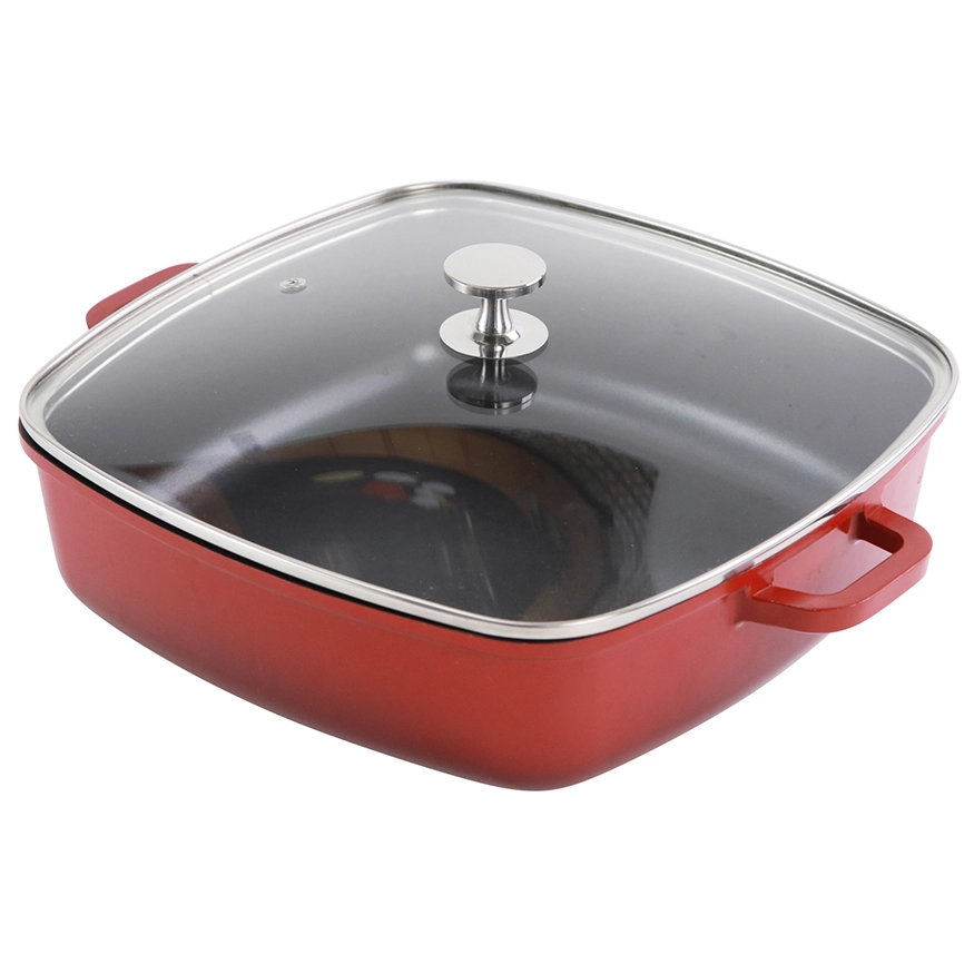 Contacto AluChef Pfanne quadratisch Knopfgriff aus Edelstahl rot 6984289