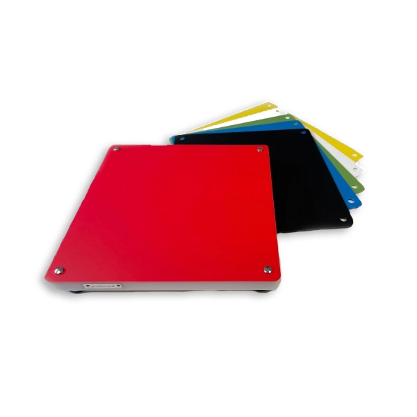 Profboard Professional Serie Brett mit 6 Auflagen schwarz weiß rot grün gelb blau Groesse 28x28 cm